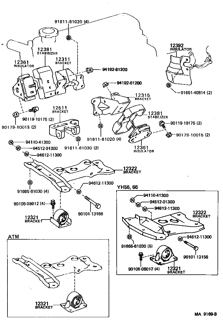 12303-24010 BRACKET, ENGINE MOUNTING, REAR, NO.1 product image