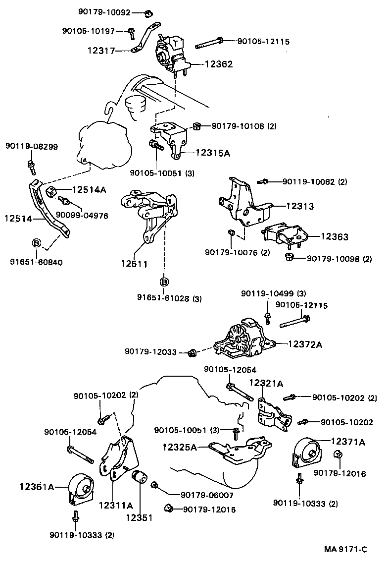 Toyota 12325-74031 BRACKET, ENGINE MOUNTING, LH(FOR TRANSVERSE ENGINE)