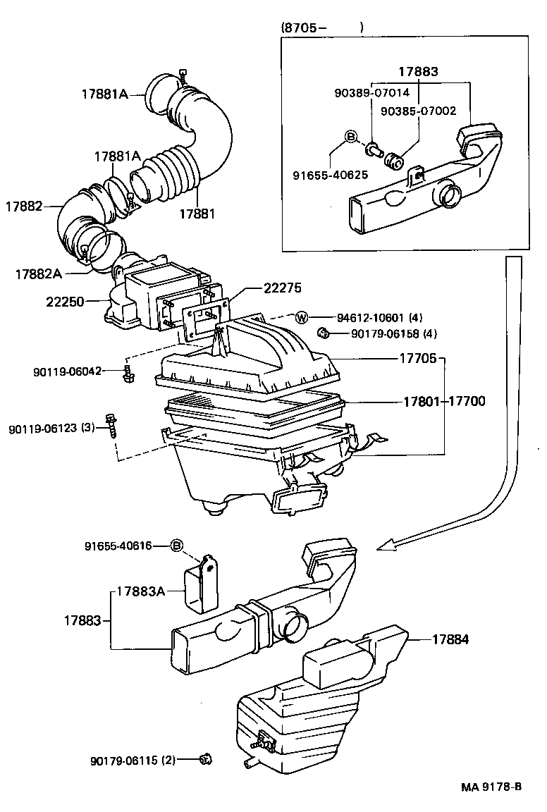 Toyota 17751-62010 INLET, AIR CLEANER, NO.1