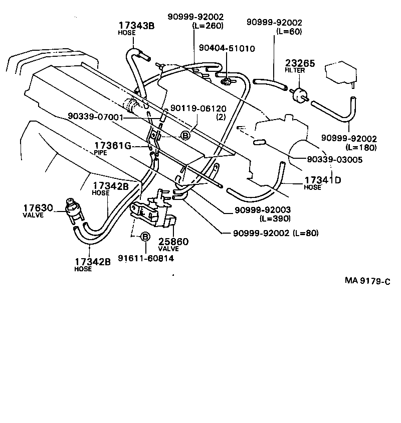 17308-62010 HOSE SUB-ASSY, VACUUM(FOR IDLE-UP) product image