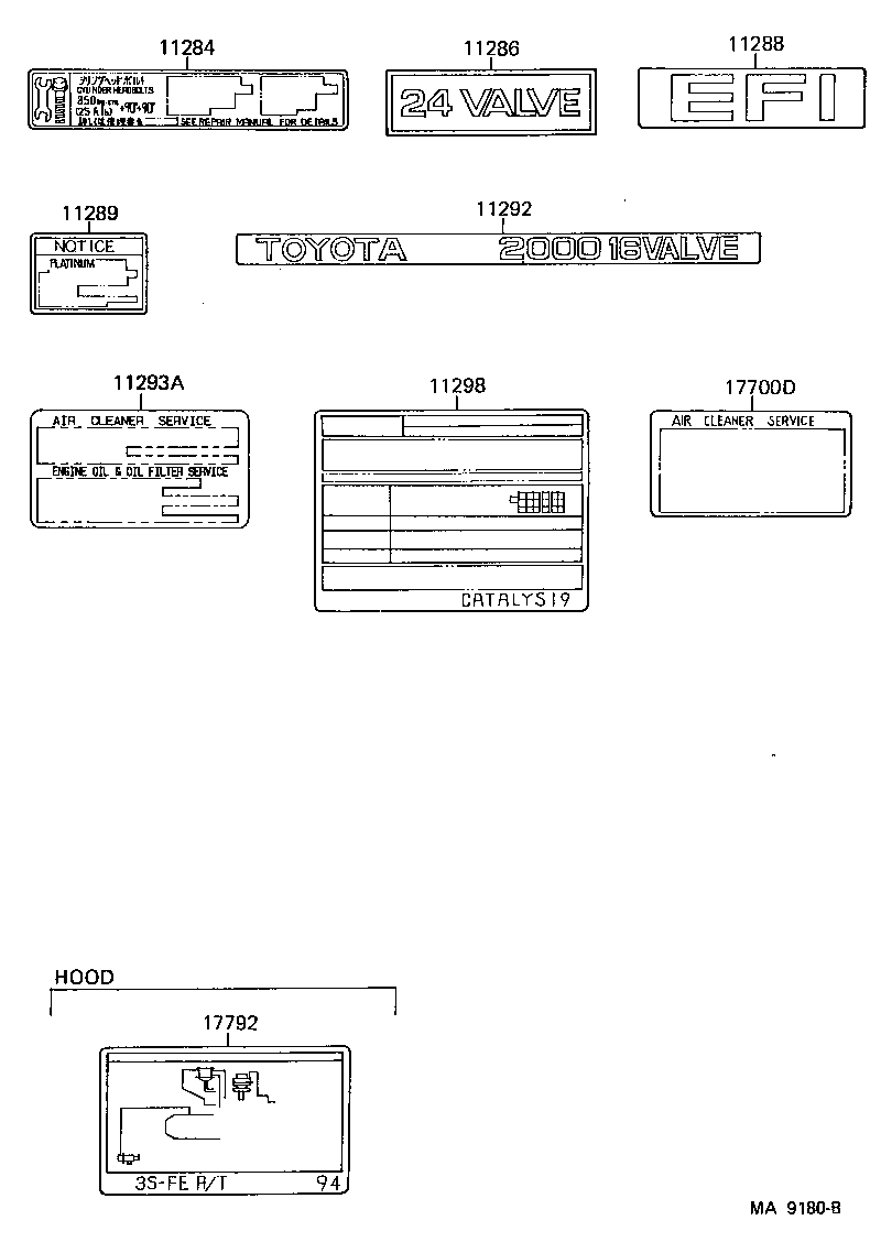 Toyota 11284-62010 PLATE, ENGINE BOLT INFORMATION