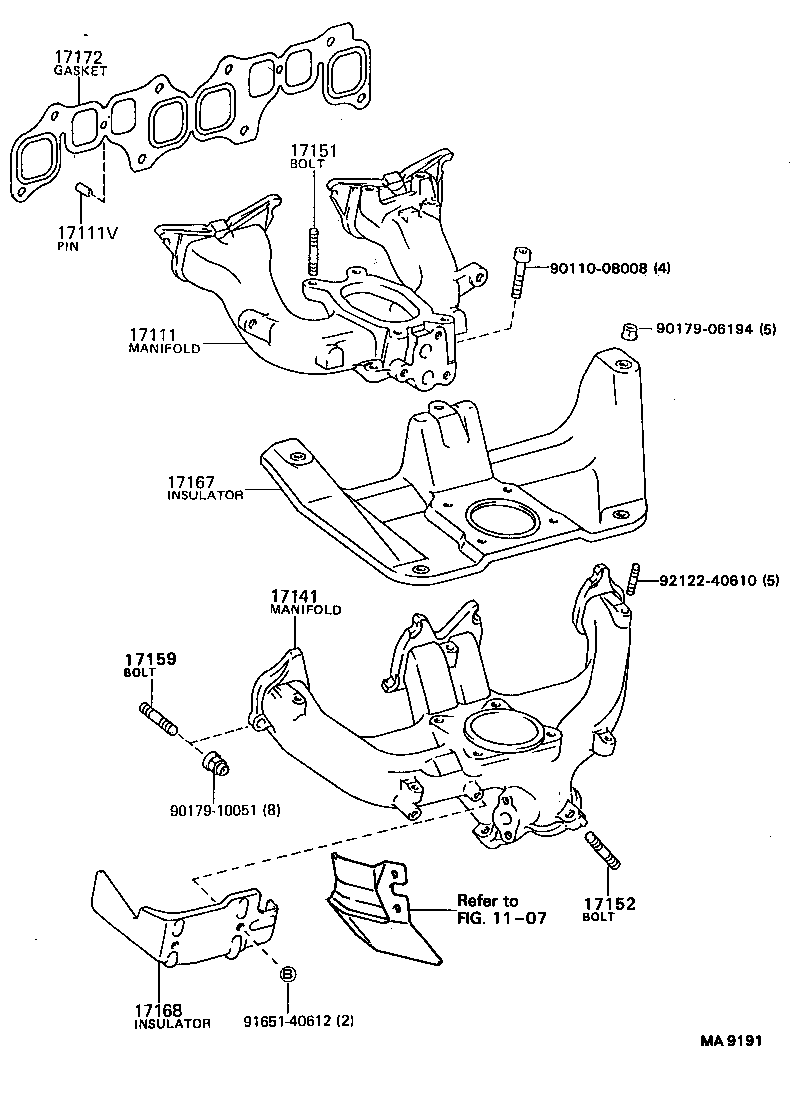 90116-08291 BOLT, STUD(FOR MANIFOLD TO CARBURETOR) product image