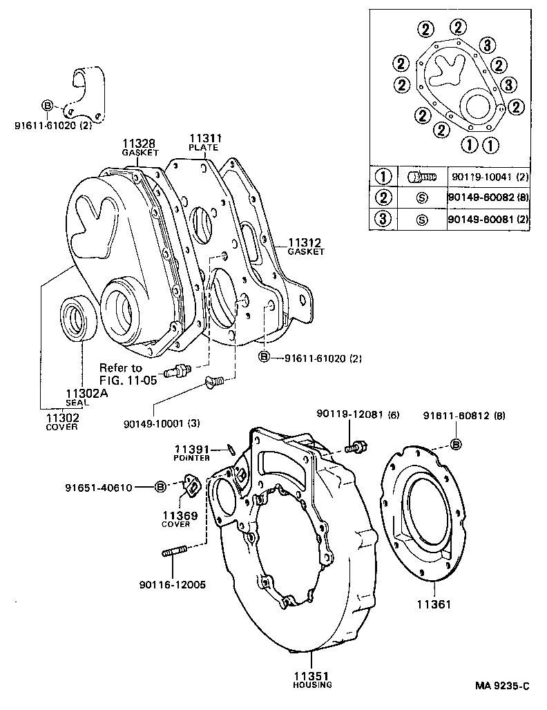 11361-61010 COVER, FLYWHEEL HOUSING UNDER product image