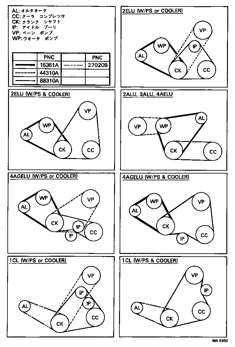 99364-51110 BELT, V (COOLER COMPRESSOR TO CRANKSHAFT PULLEY), NO.1 product image