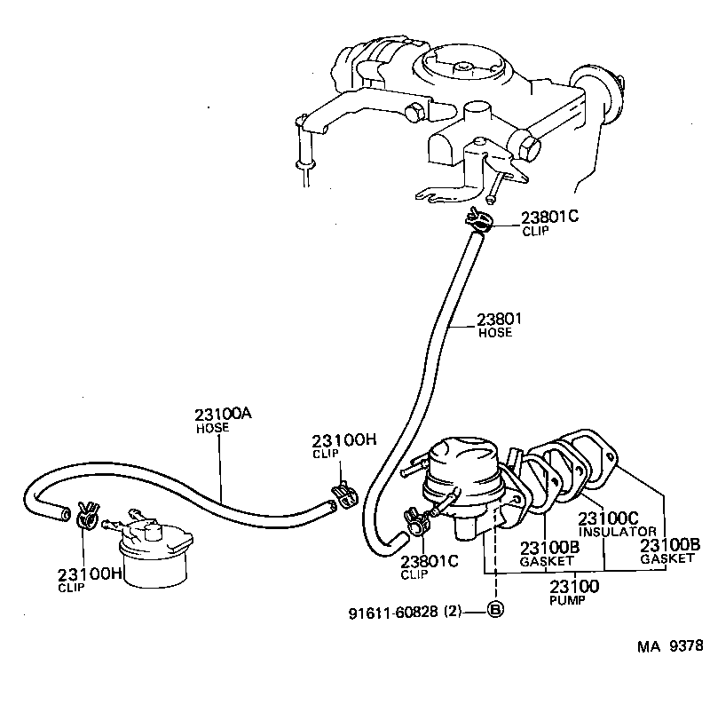 23801-13030 PIPE OR HOSE SUB-ASSY, CARBURETOR FUEL, NO.1 product image