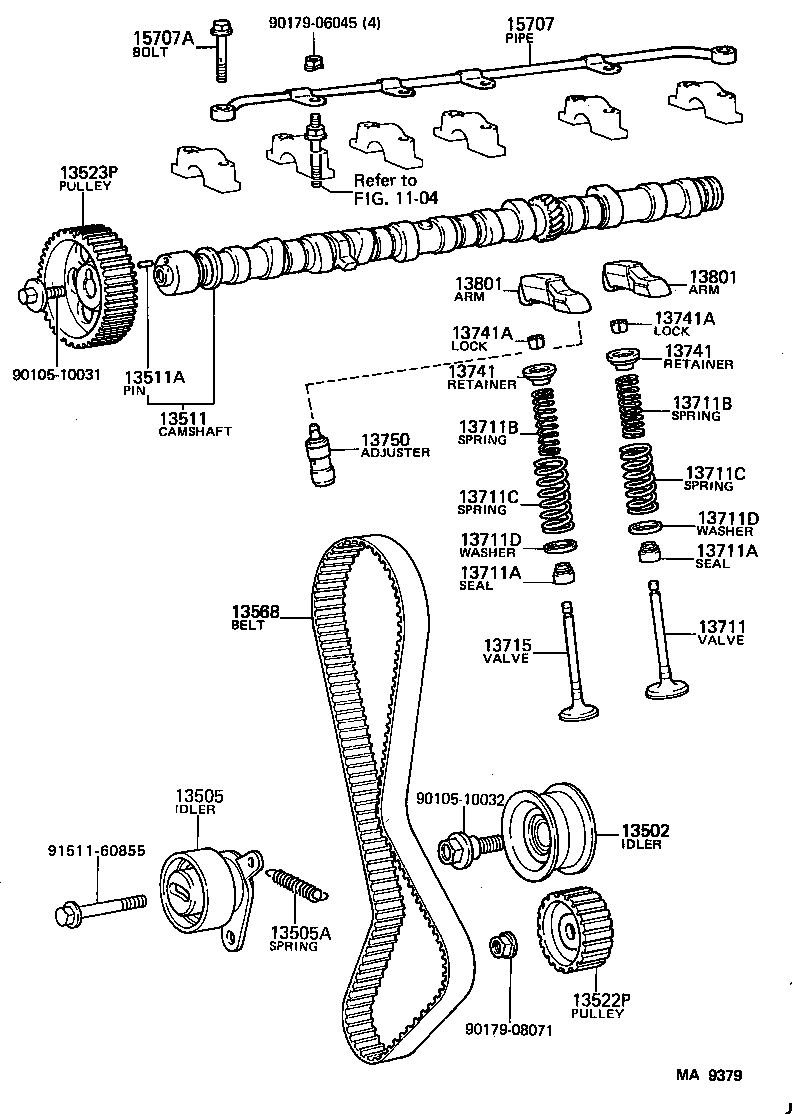 13503-70040 IDLER SUB-ASSY, TIMING BELT, NO.2 product image