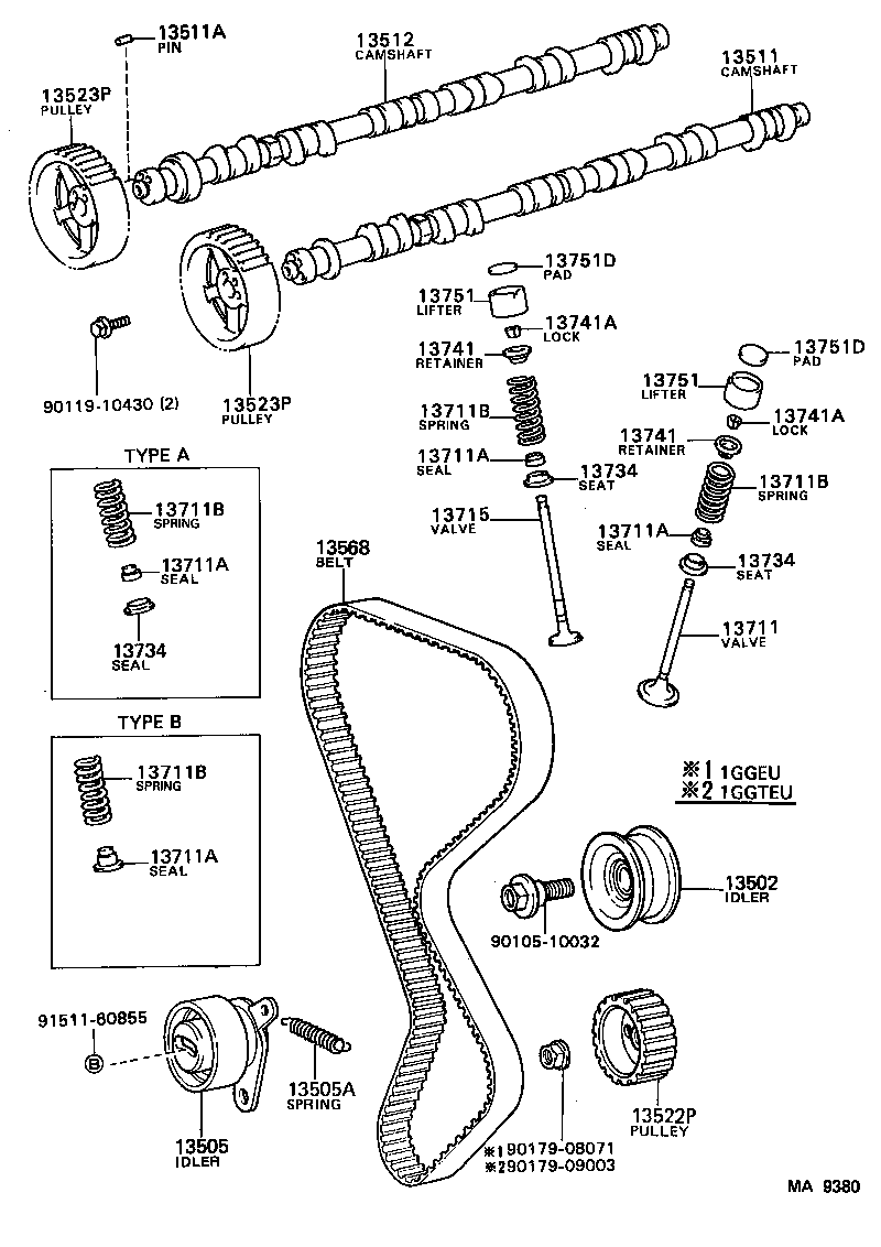 13503-70040 IDLER SUB-ASSY, TIMING BELT, NO.2 product image