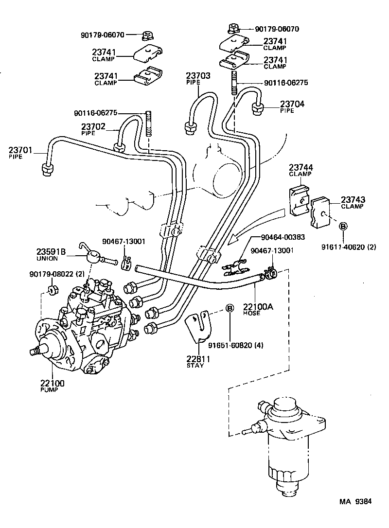90447-14005 HOSE OR PIPE, FUEL(FOR INJECTION PUMP TO FUEL FILTER) product image