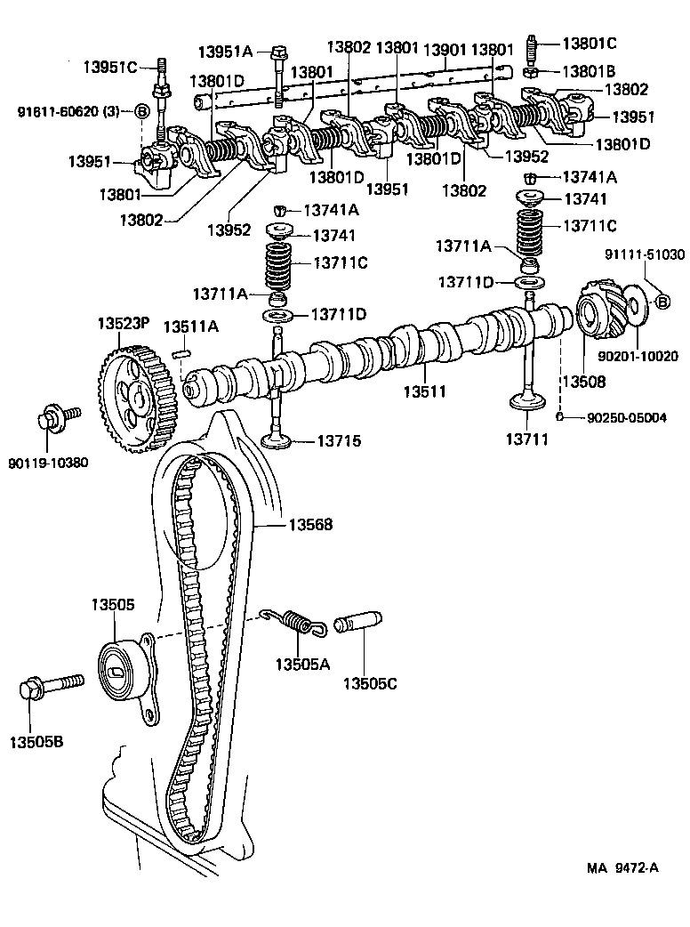 Toyota 13505-01011 IDLER SUB-ASSY, TIMING BELT, NO.1