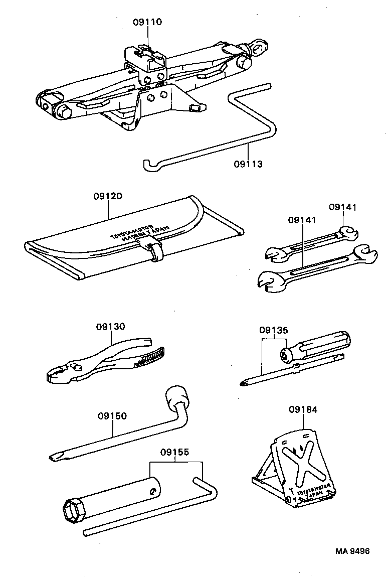 09101-20130 TOOL SET, STANDARD W/O JACK product image