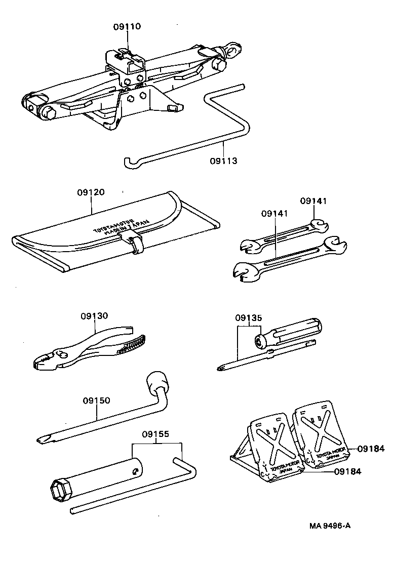 09102-20110 TOOL SET, STANDARD W/O JACK product image