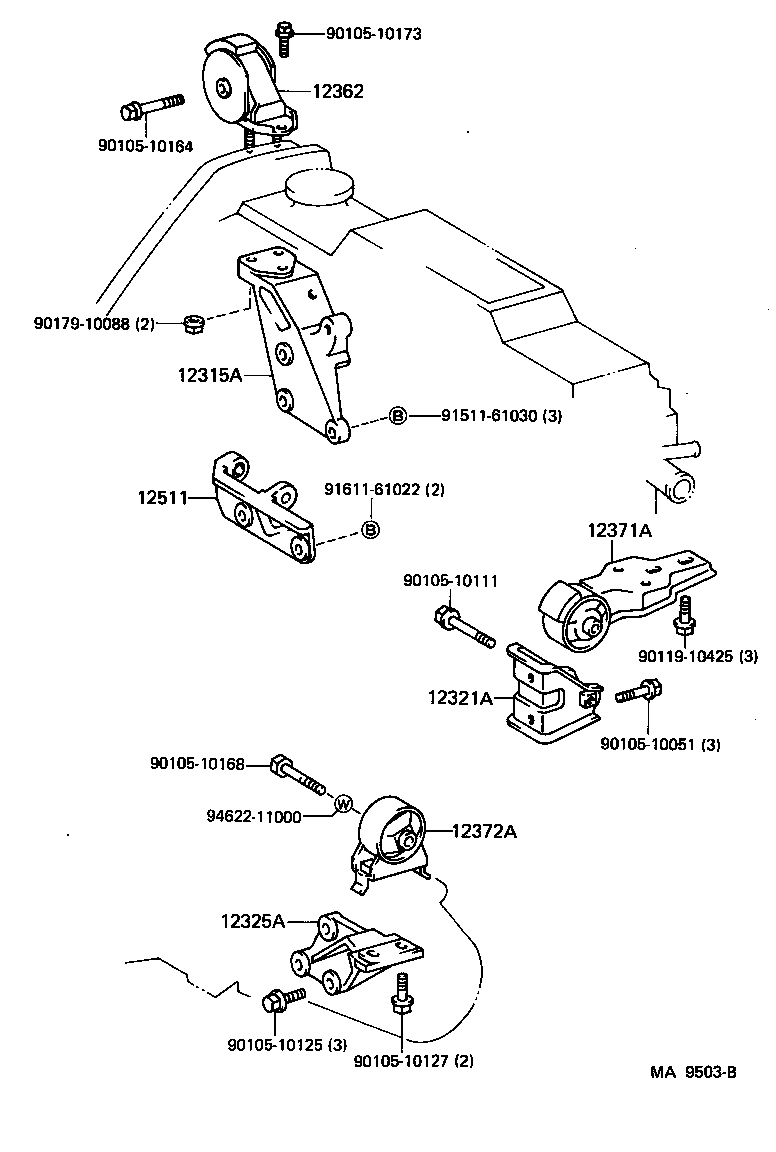 12321-10010 BRACKET, ENGINE MOUNTING, REAR(FOR TRANSVERSE ENGINE) product image