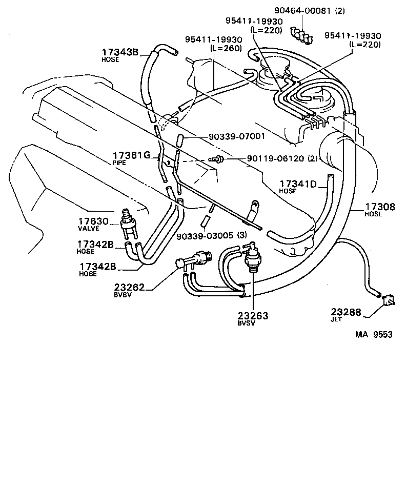 17343-74040 HOSE, NO.3(FOR IDLE-UP) product image