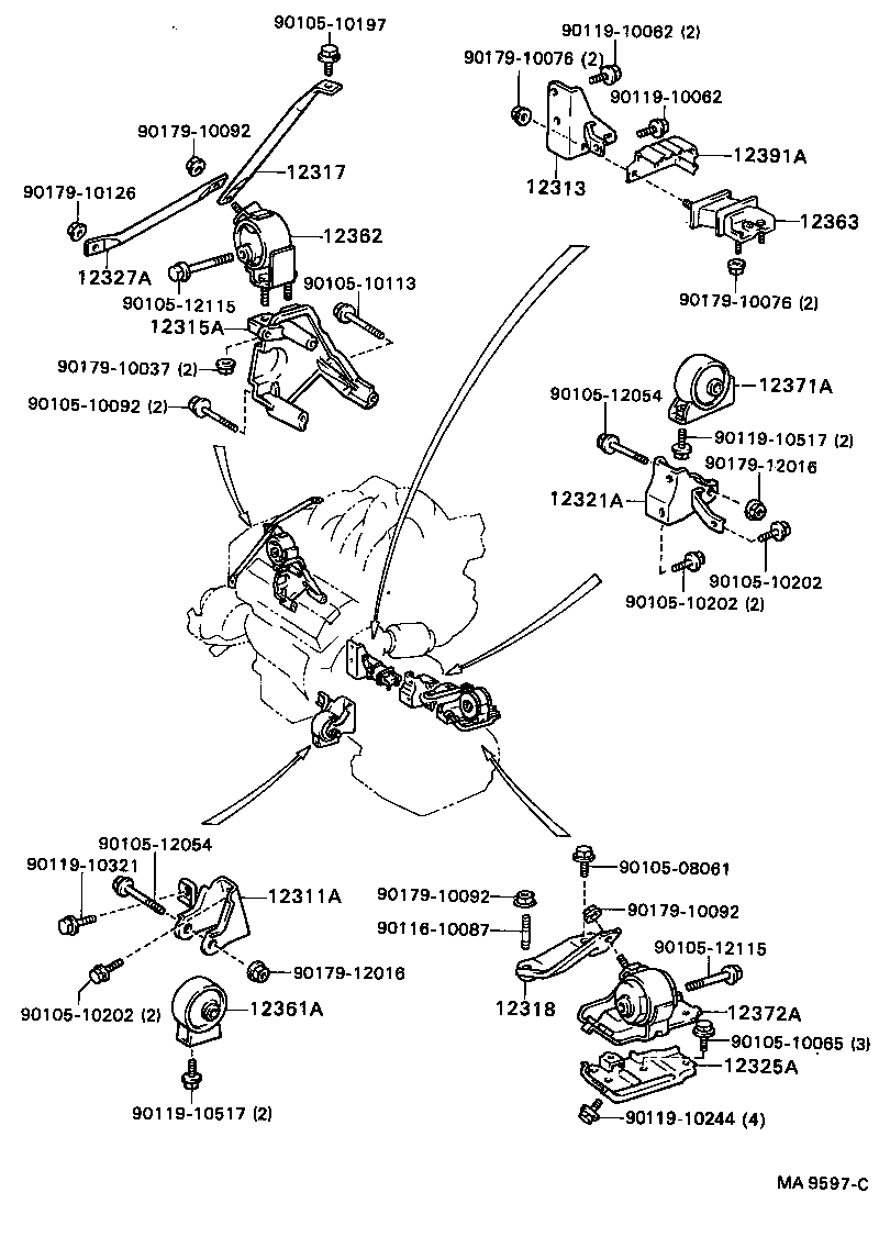 12361-62010 INSULATOR, ENGINE MOUNTING, FRONT(FOR TRANSVERSE ENGINE) product image