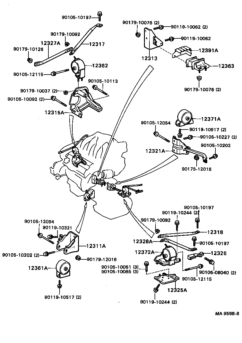 12361-62010 INSULATOR, ENGINE MOUNTING, FRONT(FOR TRANSVERSE ENGINE) product image