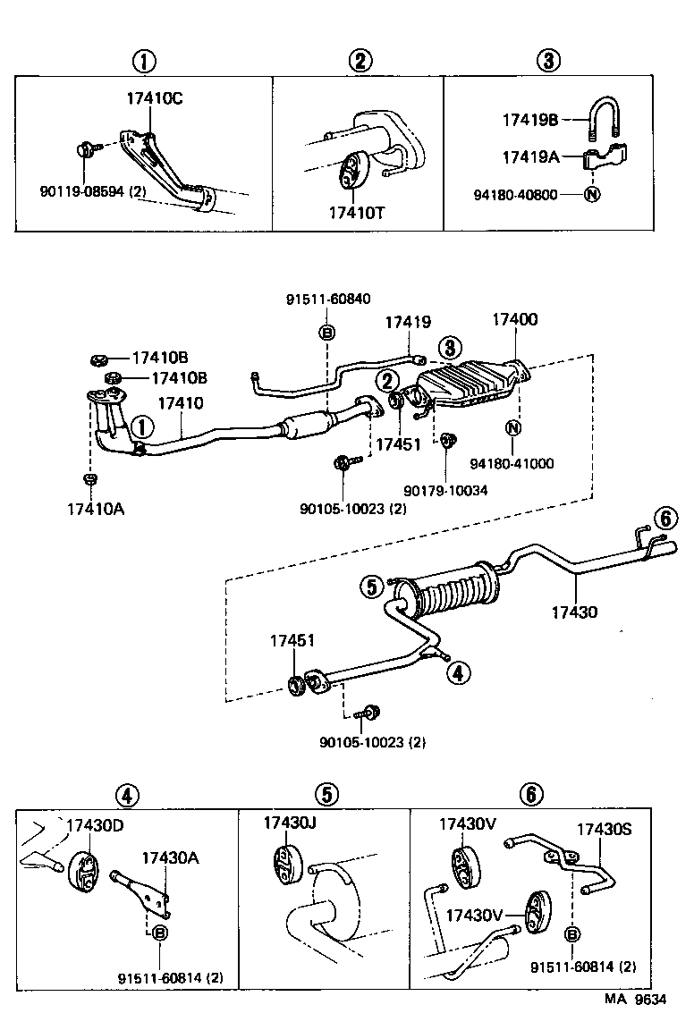 17565-11010 BOLT OR RING, EXHAUST PIPE FRONT (FOR CENTER) product image