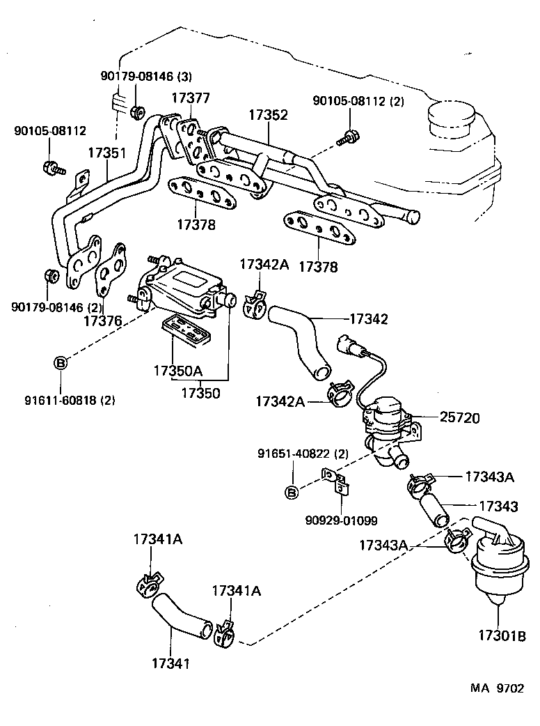 17343-35060 HOSE, NO.3(FOR AIR INJECTION SYSTEM) product image