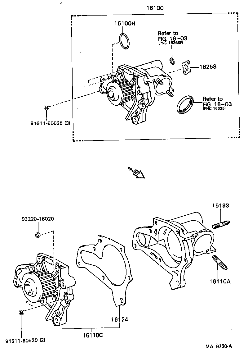Toyota 16100-79105 PUMP ASSY, ENGINE WATER