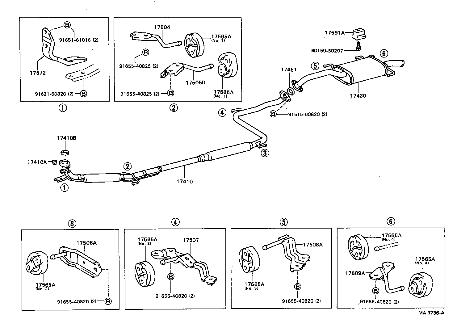 17420-74382 PIPE ASSY, EXHAUST, CENTER product image