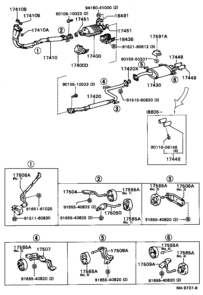 17420-74382 PIPE ASSY, EXHAUST, CENTER product image