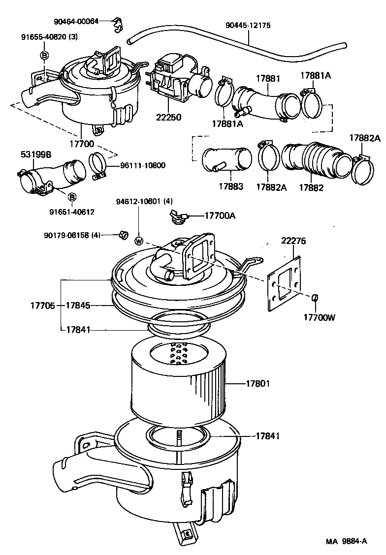 Toyota 17881-61090 HOSE, AIR CLEANER, NO.1