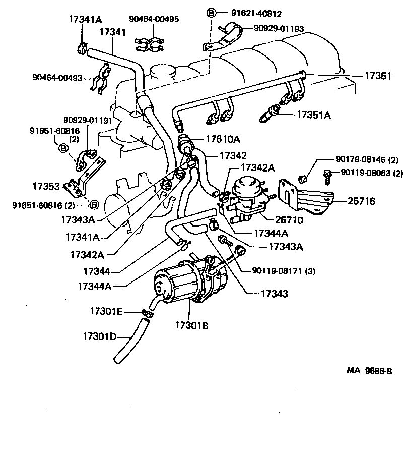 Toyota 17344-61020 HOSE, NO.4(FOR AIR INJECTION SYSTEM)