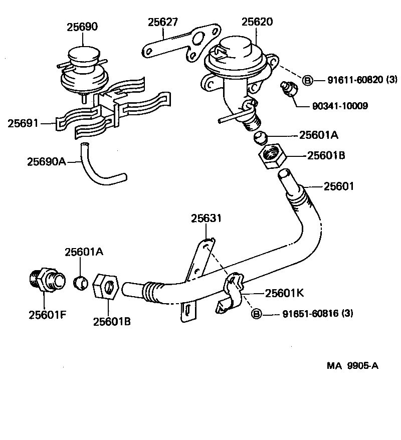 Toyota 25611-61050 PIPE SUB-ASSY, EGR, NO.1