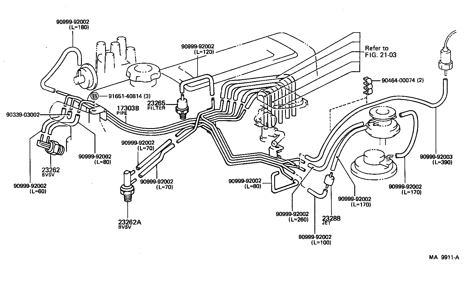 17341-73080 HOSE, NO.1(FOR AIR INJECTION SYSTEM) product image