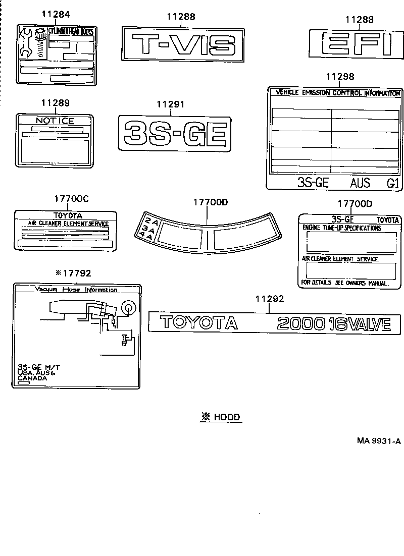 11298-74121 PLATE, EMISSION CONTROL INFORMATION product image