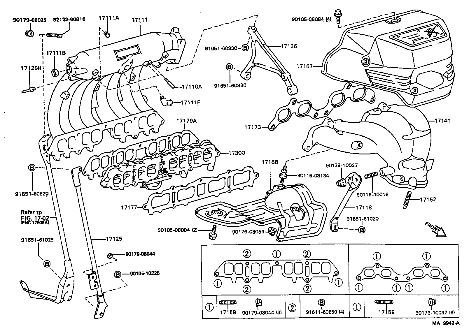 Toyota 17173-88380 GASKET, EXHAUST MANIFOLD TO HEAD