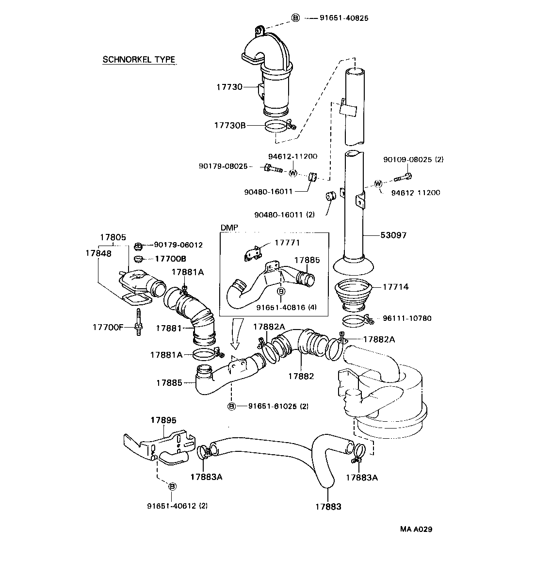 17805-73080 PIPE SUB-ASSY, AIR CLEANER, NO.1 product image
