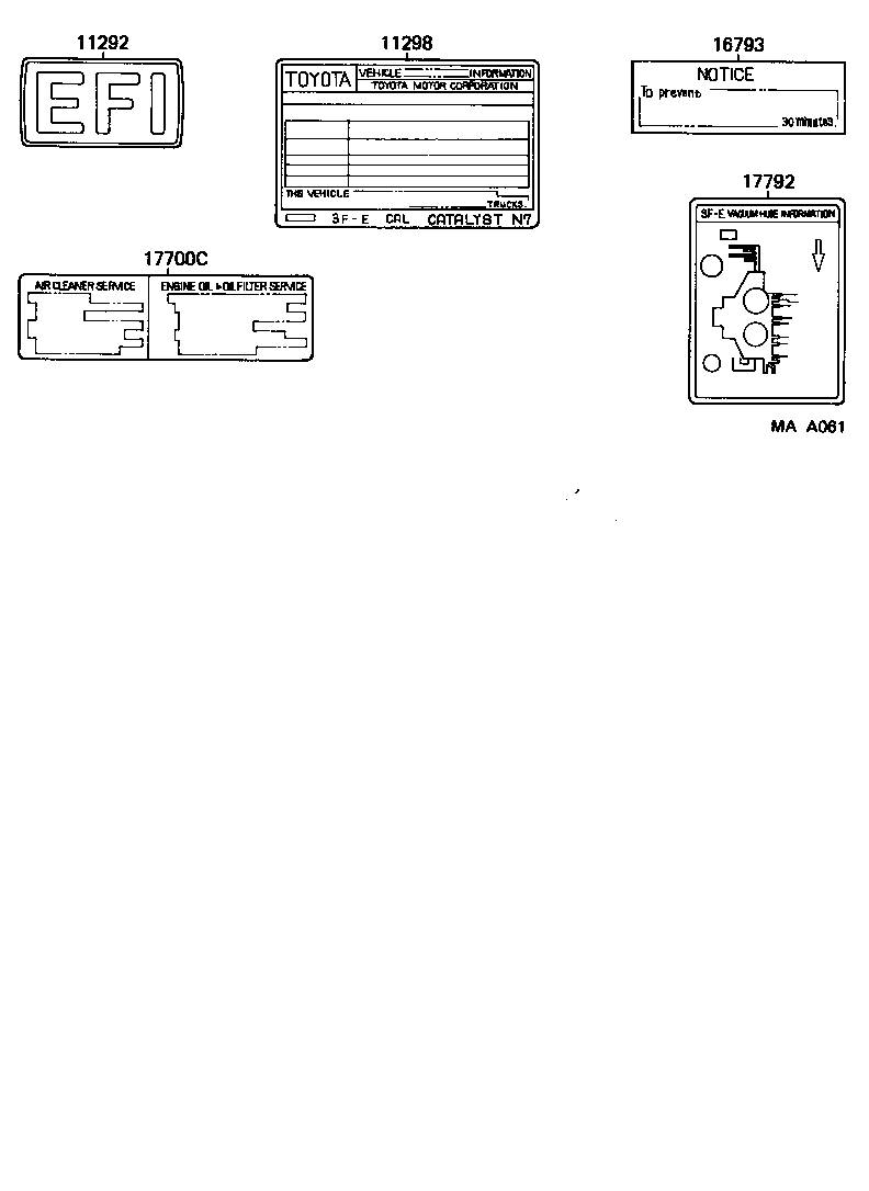 11298-61052 PLATE, EMISSION CONTROL INFORMATION product image