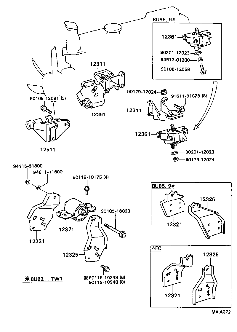 12511-56052 BRACKET, ALTERNATOR, NO.1 product image