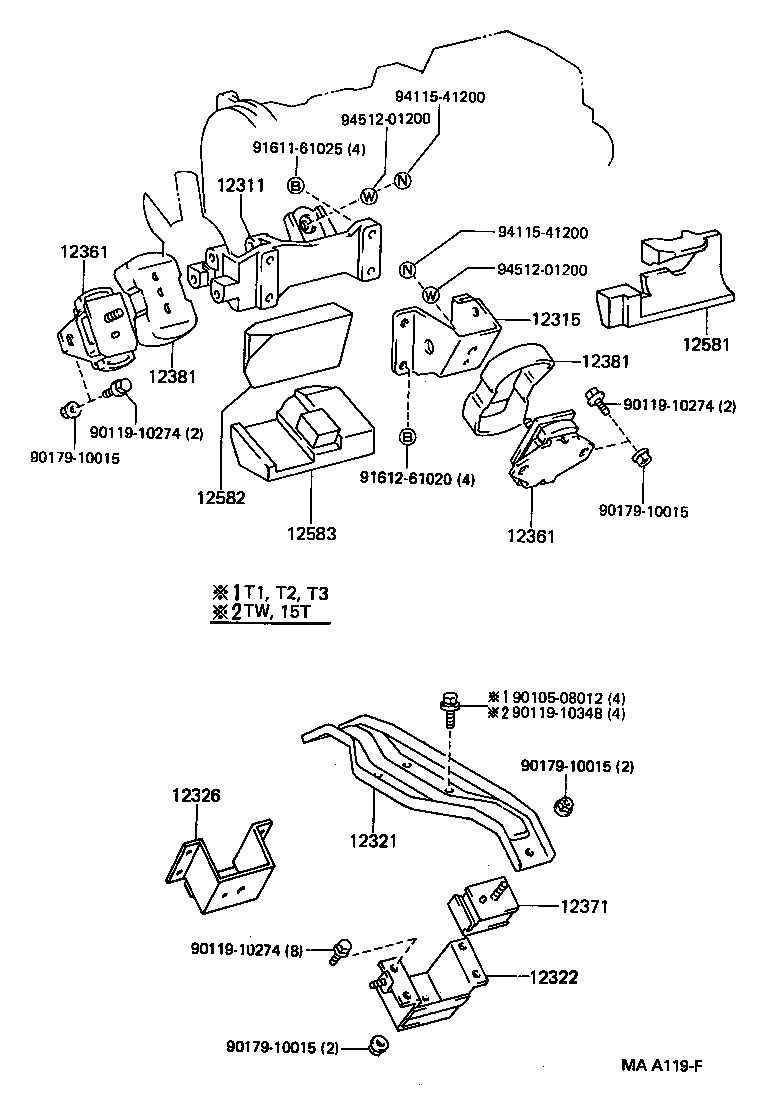 12322-73020 BRACKET, ENGINE MOUNTING, REAR NO.2 product image
