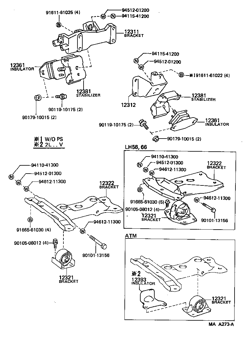 12311-54120 BRACKET, ENGINE MOUNTING, FRONT NO.1 RH product image