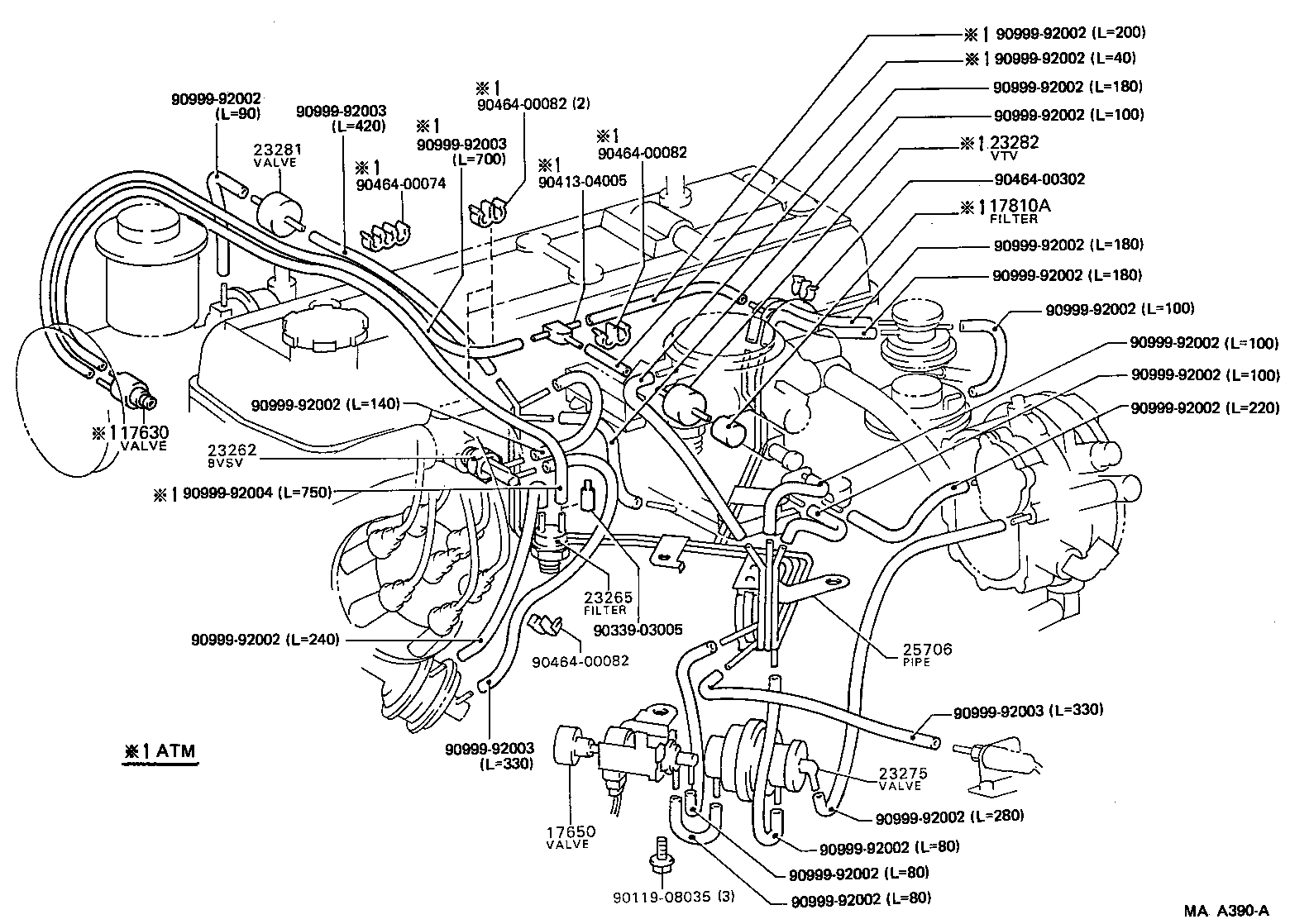 17303-70060 PIPE SUB-ASSY, VACUUM TRANSMITTING, NO.1 product image
