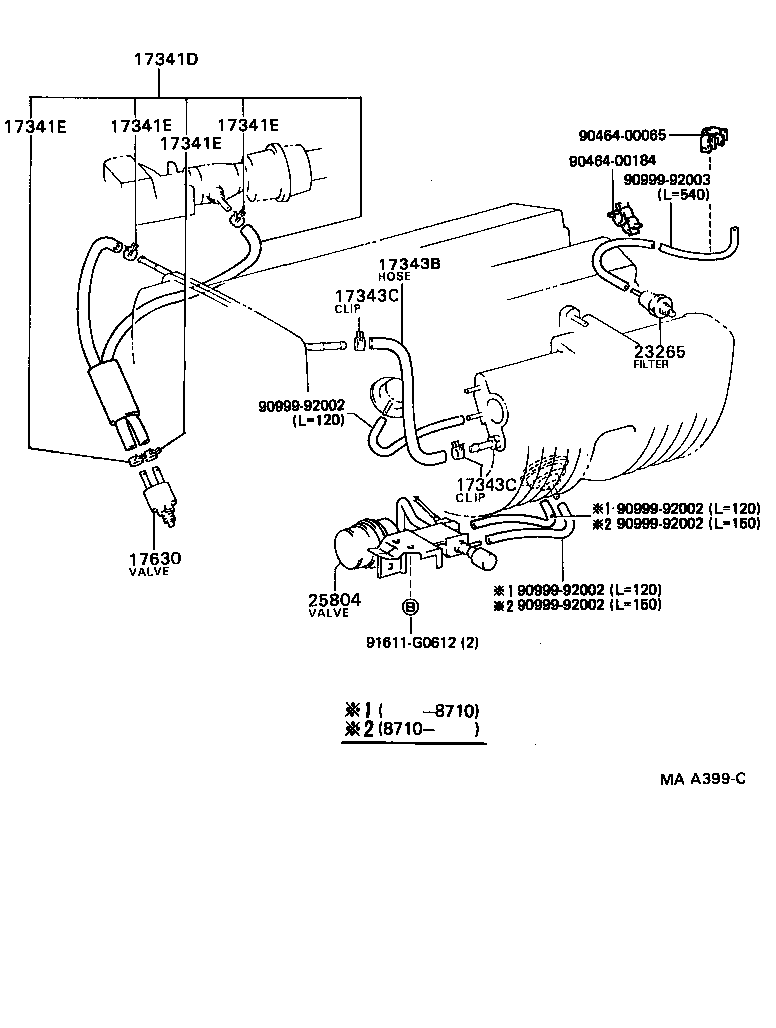 17303-70060 PIPE SUB-ASSY, VACUUM TRANSMITTING, NO.1 product image
