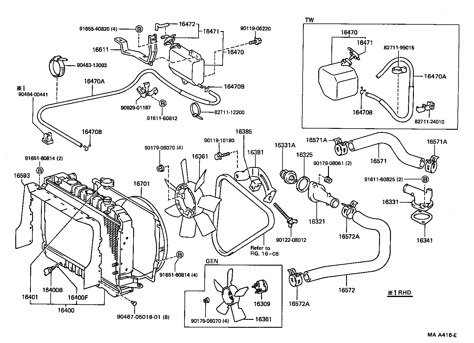 16264-54080 HOSE, WATER BY-PASS, NO.2 product image