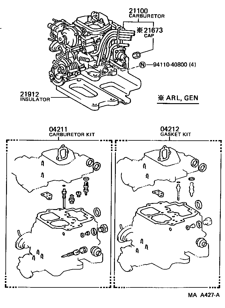 04211-72260 CARBURETOR KIT product image