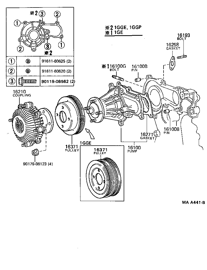 16100-79145 PUMP ASSY, ENGINE WATER product image