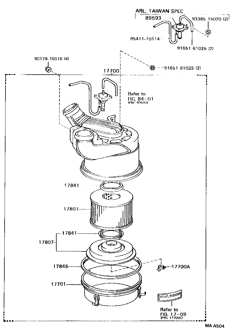 17805-73080 PIPE SUB-ASSY, AIR CLEANER, NO.1 product image