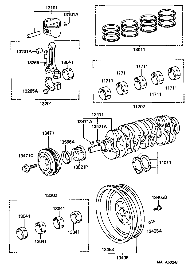 Toyota 13011-74061 RING SET, PISTON