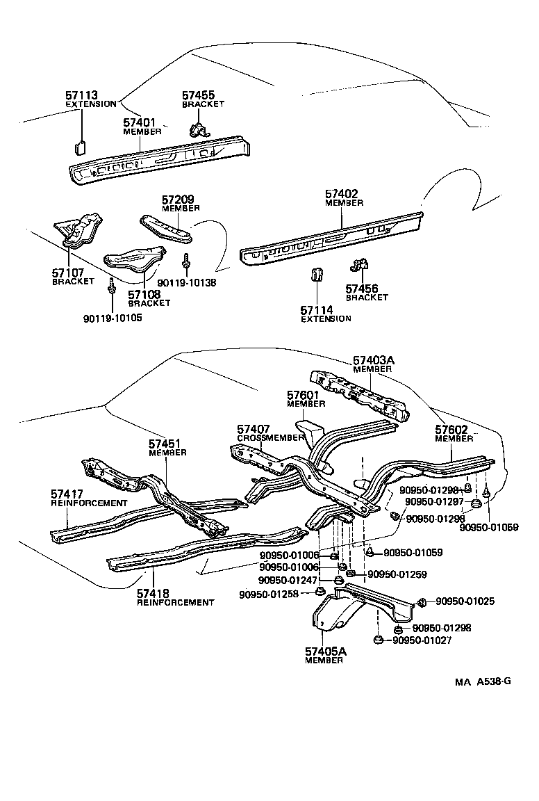 Toyota 57107-12020 BRACKET SUB-ASSY, STRUT BAR, RH