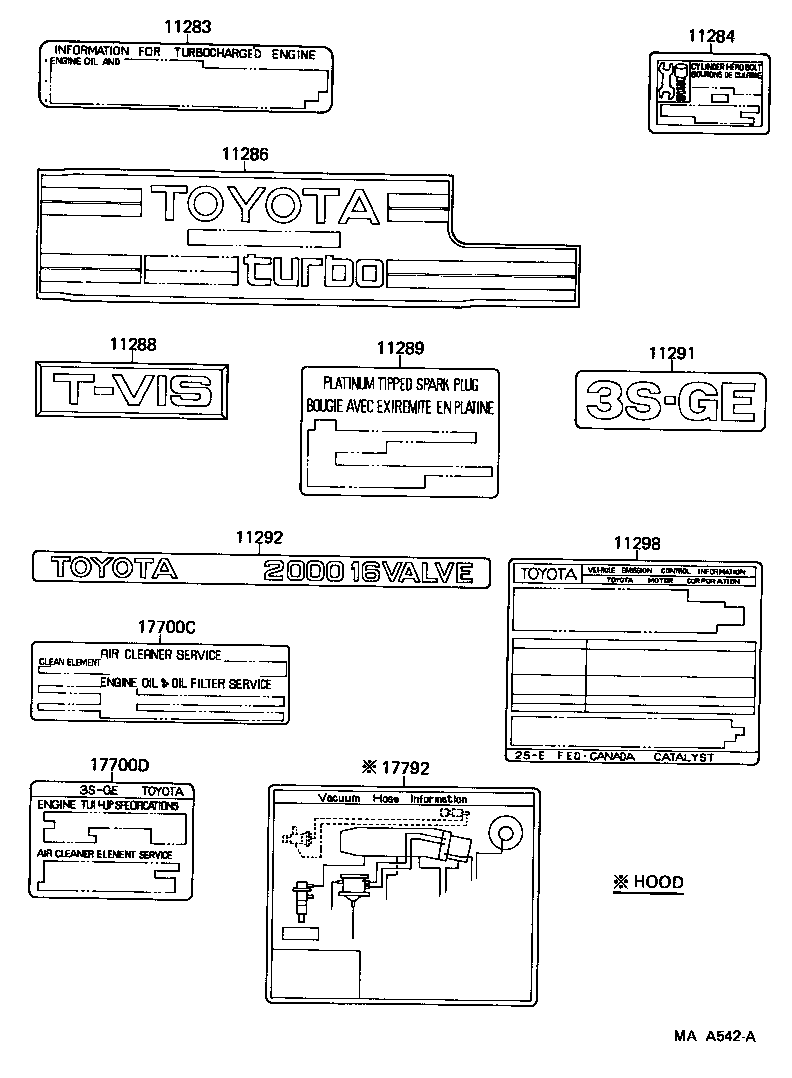 Toyota 11294-42020 PLATE, TURBOCHARGER CAUTION
