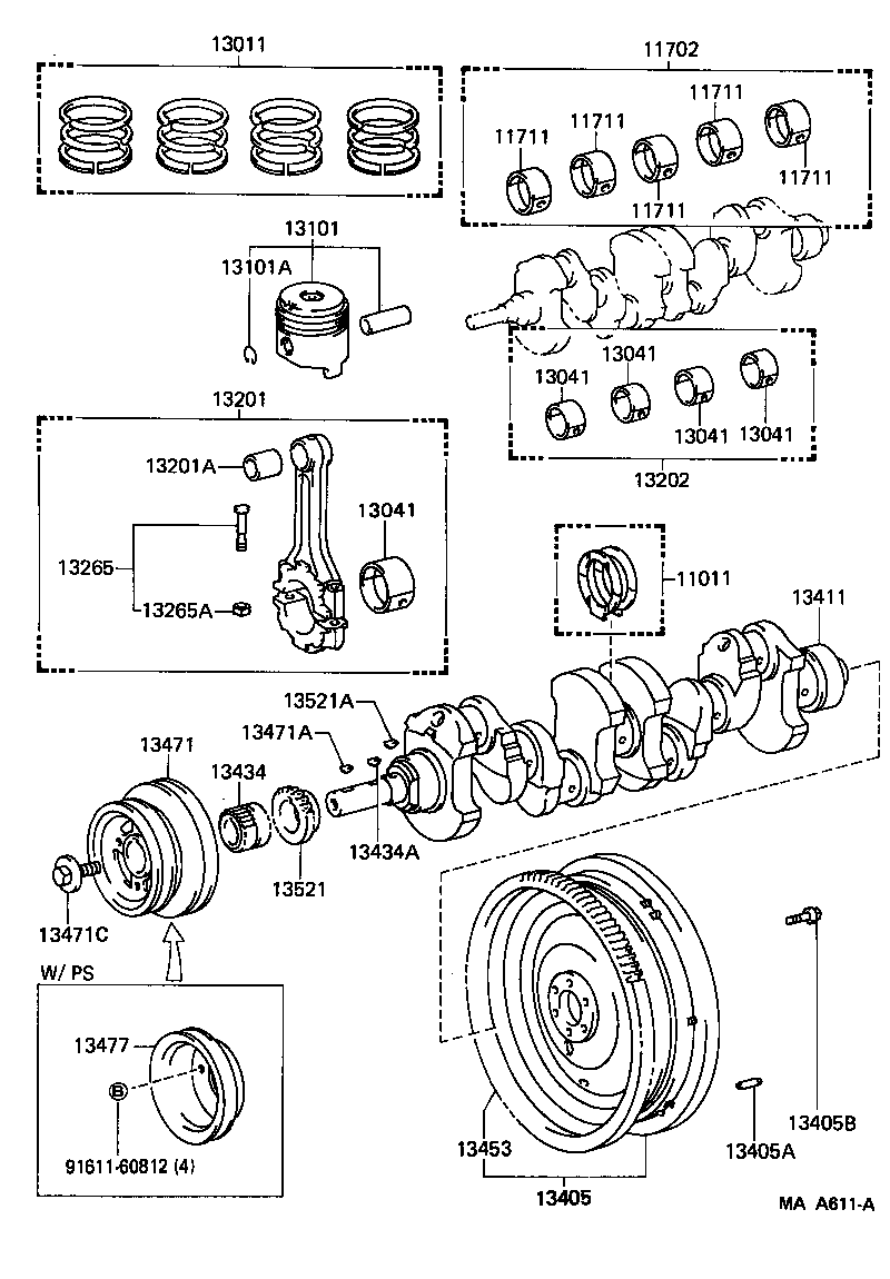 Toyota 13011-62060 RING SET, PISTON