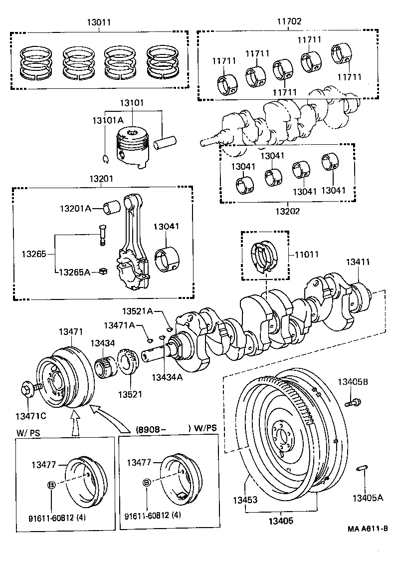 Toyota 13015-71021 RING SET, PISTON
