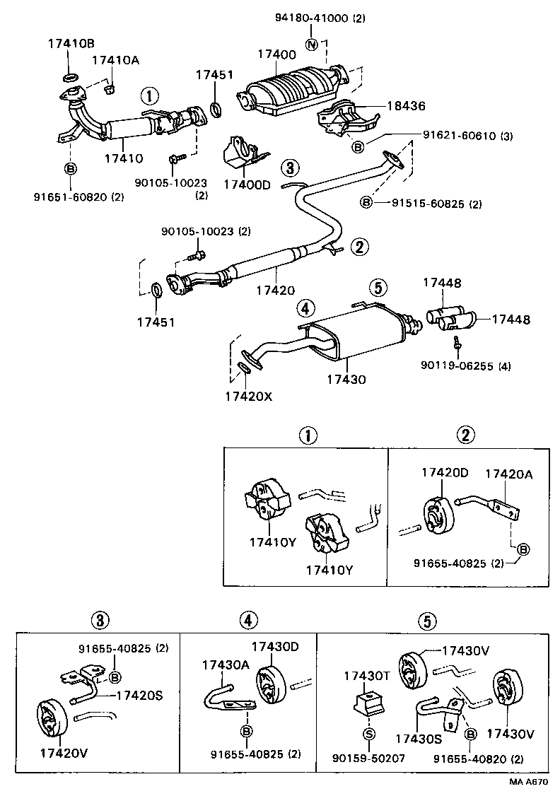 17420-62040 PIPE ASSY, EXHAUST, CENTER product image