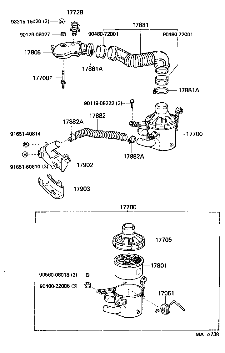 17705-13130 CAP SUB-ASSY, AIR CLEANER product image