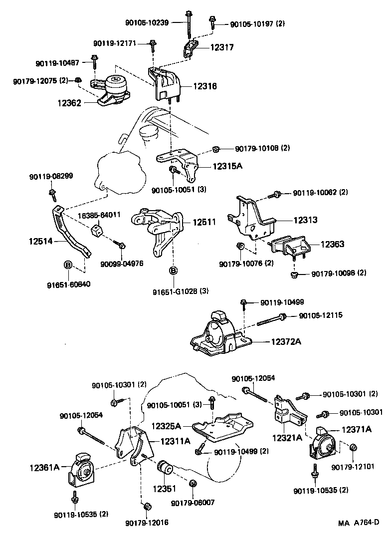 Toyota 12351-74051 DAMPER, ENGINE MOUNTING