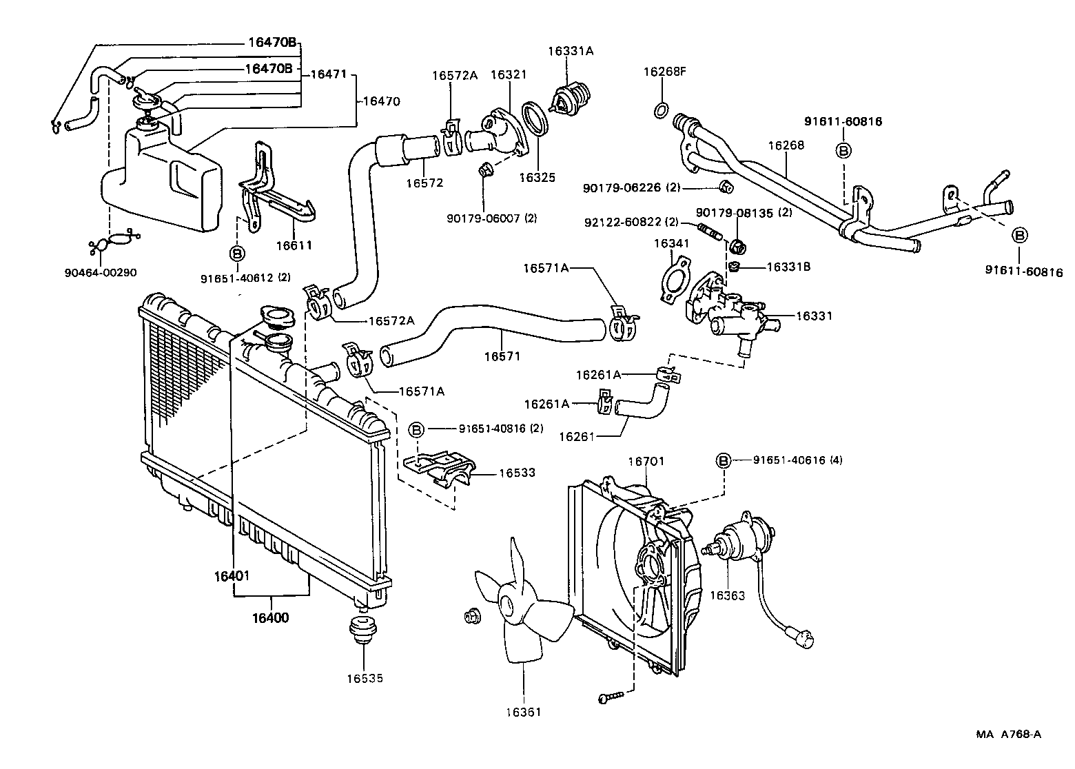 Toyota 16261-03030 HOSE, WATER BY-PASS